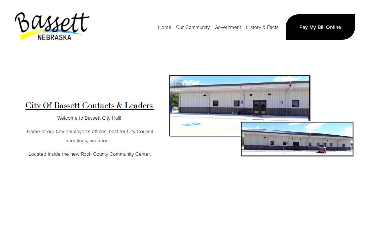 Bassett public-safety contact page for Rock County booking records